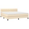 vidaXL Posteľný rám boxspring s matracom krémový 180x200 cm látka