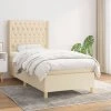 vidaXL Posteľný rám boxspring s matracom krémový 90x190 cm látka