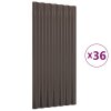 vidaXL Strešné panely 36 ks pozinkovaná oceľ hnedé 80x36 cm