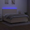 vidaXL Posteľ boxsping s matracom a LED krémová 160x200 cm látka
