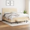 vidaXL Posteľný rám boxspring s matracom krémový 180x200 cm látka