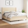 vidaXL Posteľný rám boxspring s matracom krémový 180x200 cm látka