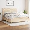 vidaXL Posteľný rám boxspring s matracom krémový 180x200 cm látka