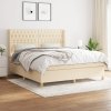 vidaXL Posteľný rám boxspring s matracom krémový 180x200 cm látka