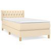vidaXL Posteľný rám boxspring s matracom krémový 90x190 cm látka