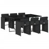 vidaXL 7-dielna záhradná jedálenská súprava a vankúše čierna polyratan