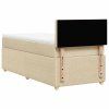 vidaXL Posteľný rám boxspring s matracom krémový 90x190 cm látka