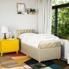 vidaXL Posteľný rám boxspring s matracom krémový 90x190 cm látka