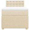 vidaXL Posteľný rám boxspring s matracom krémový 90x190 cm látka