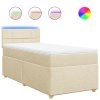 vidaXL Posteľný rám boxspring s matracom krémový 90x190 cm látka