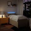 vidaXL Posteľný rám boxspring s matracom krémový 90x190 cm látka