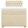 vidaXL Posteľný rám boxspring s matracom krémový 90x190 cm látka