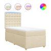 vidaXL Posteľný rám boxspring s matracom krémový 90x190 cm látka