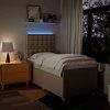 vidaXL Posteľný rám boxspring s matracom krémový 90x190 cm látka
