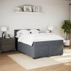 vidaXL Posteľný rám boxspring s matracom tmavosivý 140x190 cm zamat
