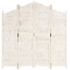 vidaXL Ručne vyrezávaný 4-panelový paraván biely 160x165 cm mangový masív