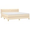 vidaXL Posteľný rám boxspring s matracom krémový 160x200 cm látka