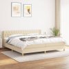 vidaXL Posteľný rám boxspring s matracom krémový 160x200 cm látka