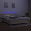 vidaXL Posteľ boxsping s matracom a LED krémová 160x200 cm látka