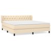vidaXL Posteľný rám boxspring s matracom krémový 160x200 cm látka