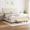 vidaXL Posteľný rám boxspring s matracom krémový 160x200 cm látka