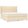 vidaXL Posteľný rám boxspring s matracom krémový 160x200 cm látka