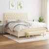 vidaXL Posteľný rám boxspring s matracom krémový 160x200 cm látka