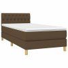 vidaXL Posteľný rám boxsping s matracom hnedý 90x200 cm látka