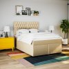 vidaXL Posteľný rám boxspring s matracom krémový 160x200 cm látka
