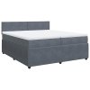 vidaXL Posteľný rám boxspring s matracom tmavosivý 200x200 cm zamat