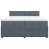 vidaXL Posteľný rám boxspring s matracom tmavosivý 200x200 cm zamat