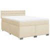 vidaXL Posteľný rám boxspring s matracom krémový 160x200 cm látka