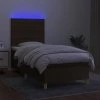 vidaXL Posteľ boxsping s matracom a LED tmavohnedá 80x200 cm látka