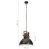 vidaXL Industriálna závesná lampa 25 W, čierna, okrúhla 30 cm E27