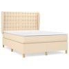 vidaXL Posteľný rám boxspring s matracom krémový 140x200 cm látka