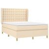 vidaXL Posteľný rám boxspring s matracom krémový 140x200 cm látka