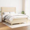 vidaXL Posteľný rám boxspring s matracom krémový 140x200 cm látka