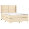 vidaXL Posteľný rám boxspring s matracom krémový 140x200 cm látka
