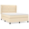 vidaXL Posteľný rám boxspring s matracom krémový 140x200 cm látka