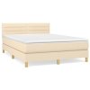 vidaXL Posteľný rám boxspring s matracom krémový 140x200 cm látka