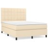 vidaXL Posteľný rám boxspring s matracom krémový 140x200 cm látka