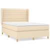 vidaXL Posteľný rám boxspring s matracom krémový 140x200 cm látka
