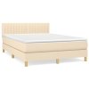 vidaXL Posteľný rám boxspring s matracom krémový 140x200 cm látka