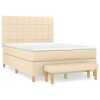 vidaXL Posteľný rám boxspring s matracom krémový 140x200 cm látka