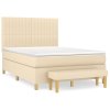 vidaXL Posteľný rám boxspring s matracom krémový 140x200 cm látka