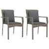 vidaXL Záhradné stoličky so sedákmi 2 ks polyratanové sivé