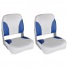 vidaXL Lodné sedadlá 2 ks sklopné operadlo s modro-bielym vankúšom 41x36x48 cm