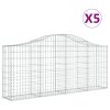 vidaXL Oblúkové gabionové koše 5 ks 200x30x80/100cm pozinkované železo