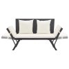 vidaXL Záhradná lavica s vankúšmi čierna 176 cm polyratanová
