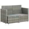 vidaXL 2-miestna záhradná pohovka s podložkami, sivá, polyratan